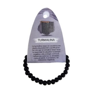 Pulsera elástica de turmalina negra de 6 mm