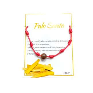 Pulsera roja de siete nudos y bola de palo santo