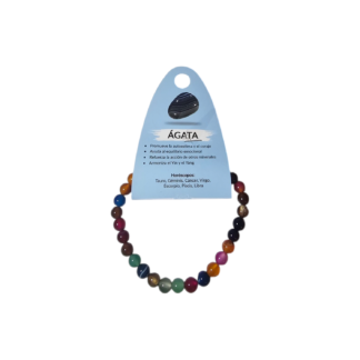 Pulsera elástica de ágatas multicolor de 6 mm