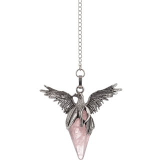 Péndulo de metal y cuarzo rosa
