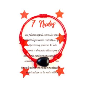 Pulsera roja de 7 nudos con turmalina